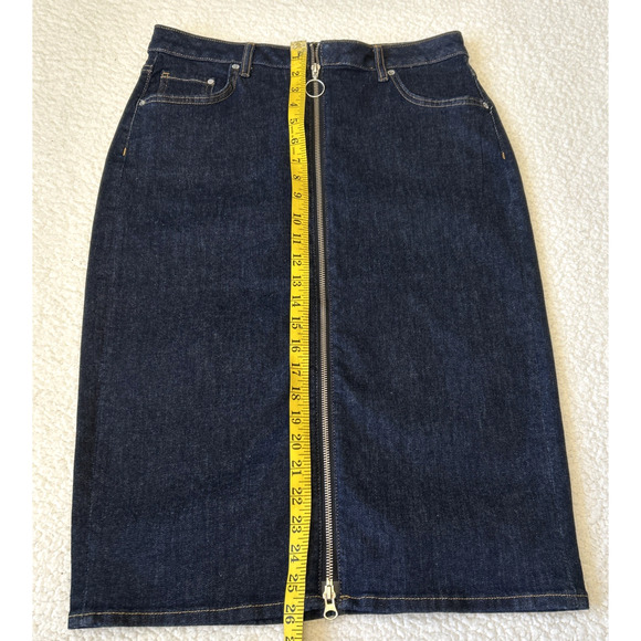 &Denim by H&M Midi Pencil Denim Skirt Women's Size 10 Blue Zipper Front Pockets - Picture 4 of 6